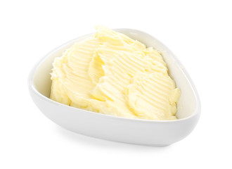 Sticker - Bowl with healthy fresh butter on white background