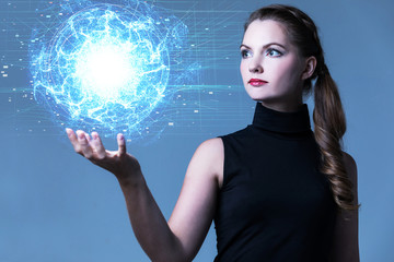 Poster - Young woman and force field.