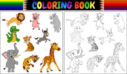 Wall Mural - Coloring book with wild animals collection