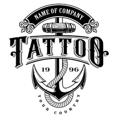 Tattoo lettering illustration with anchor (for white background)