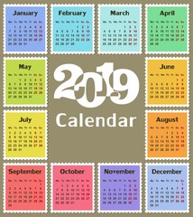 Poster - Calendar for 2019. 