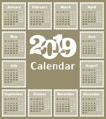 Poster - Calendar for 2019. 