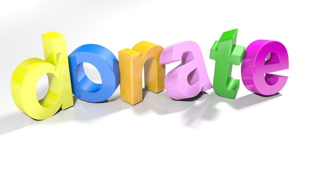 Donate colorful 3D write - 3D rendering