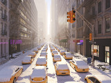 Fototapeta Miasta - blizzard in new york city. 3d rendering
