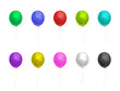 Colorful realistic shiny balloons of helium isolated on white background