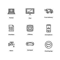 Poster - 9 user interface line icons
