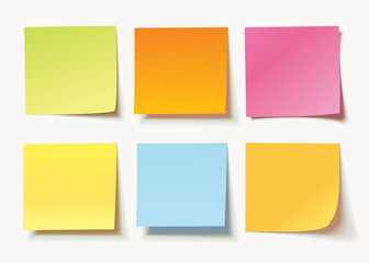 set of different colored sheets of note papers