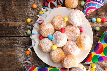 Canvas Print - donut with carnival decoration