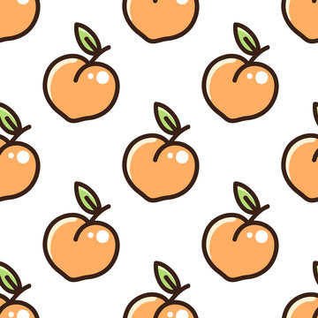 Cute pattern with peach on a white background. It can be used for packaging, wrapping paper, textile and etc.