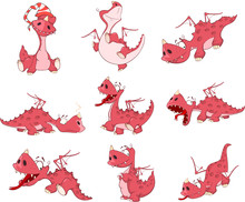 Set Of Cartoon Illustration Dragons For You Design