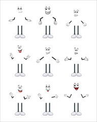 Sticker - cartoon character arm, leg and face set isolated on white background