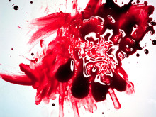 Red Viscous Fluid Smeared On White Background 