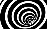 Fototapeta Do przedpokoju - Geometric Black and White Abstract Hypnotic Worm-Hole Tunnel - Optical Illusion - Vector Illusion Optical Art
