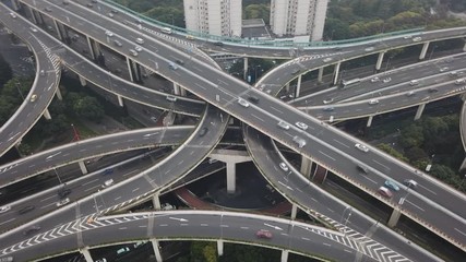 Poster - 4k aerial hyperlapse video of highway traffic in Shanghai