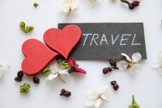 Spring Flower Background. Travel Handwritten Lettering