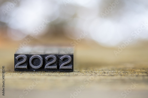 Poster 2022 Concept Vintage Metal Letterpress Word
