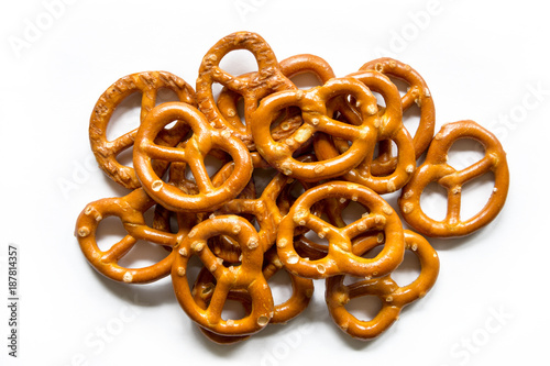 Cuadros en Lienzo Salt Pretzels Isolated On White Background