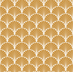 Vector Floral Art Nouveau Seamless Pattern. Geometric decorative leaves texture. Retro stylish background. 