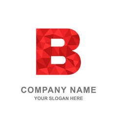 Poster - Red Letter B Polygonal Style Geometric Alphabet Logo Vector Illustration