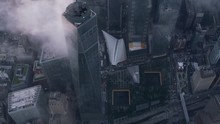 New York City Circa-2017, High Angle View Of One World Trade Center And World Trade Center Memorial.  Shot With Cineflex And RED Epic-W Helium. 