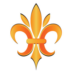 Fleur De Lis. New Orleans golden symbol flower logo icon vector image template