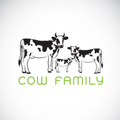 Wall Mural - Vector of cows family on white background. Farm. Animal. Easy editable layered vector illustration.