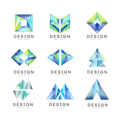 Sticker - Abstract logo design set, gem geometric badge vector Illustrations