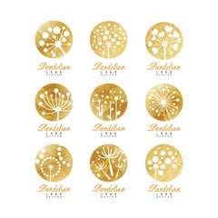 Sticker - Dandelion logo template set, beautiful nature badge for your own design vector Illustrations