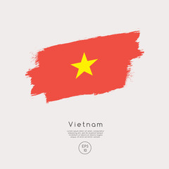 Flag of Vietnam in Grunge Brush Stroke : Vector Illustration