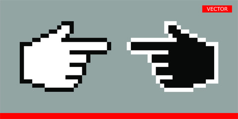 Leinwandbilder - Black and white pointer hand cursors icons vector illustration