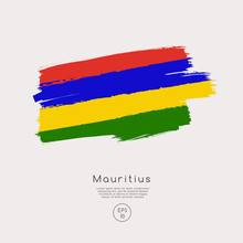 Flag Of Mauritius In Grunge Brush Stroke : Vector Illustration