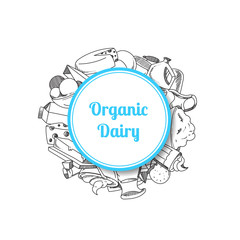 Wall Mural - vector illustration of sketched milk products