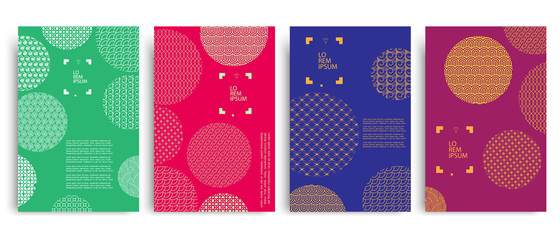 Wall Mural - set of colored covers with circles and different geometric patterns