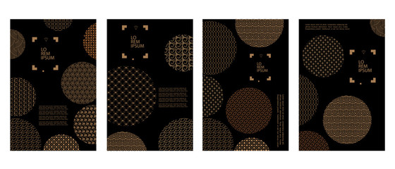 Wall Mural - set of covers with circles and different geometric patterns on black