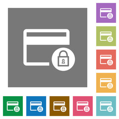 Canvas Print - Lock credit card transactions square flat icons