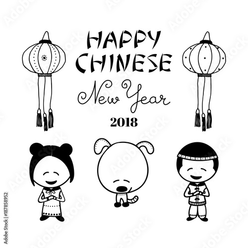 Lantern pen cina clipartart lampion epicentrofestival Chinese New Year hand drawn outline symbols and lettering. - Buy this