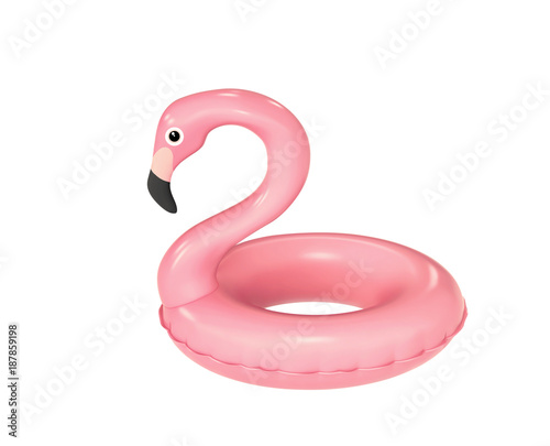 Cuadros en Lienzo Swimming ring in shape of pink flamingo with clipping path