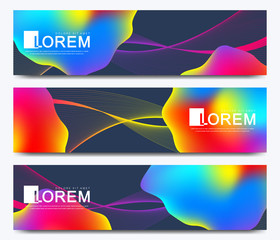 Poster - Modern set of vector banner. Abstract fluid 3d shapes vector trendy liquid colors backgrounds set. Colored fluid graphic composition illustration.
