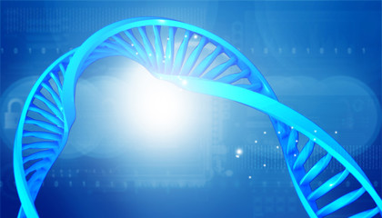 Wall Mural - DNA molecules on blue background. 3d illustration.