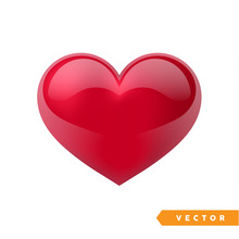 Realistic Red Valentine Heart. Vector Illustration