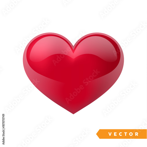 Realistic Red Valentine Heart Vector Illustration Buy This
