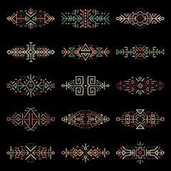 Wall Mural - Collection of Hand Drawn Borders in Ethnic Style. Aztec art dividers. Trendy boho separators. Tattoo design.