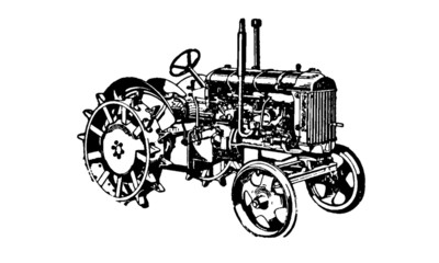 Vintage Retro Tractor Farming Machinery Illustration