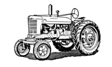 Vintage Retro Tractor Farming Machinery Illustration