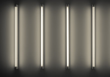 Four Neon Tubes Or Lamps On The Wall