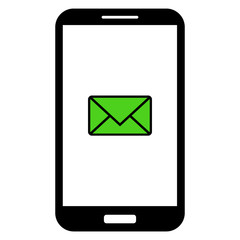 Wall Mural - smartphone with new message envelope symbol on screen. vector icon.