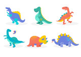 Fototapeta Dinusie - Dinosaurs collection, cute illustrations of prehistoric animals