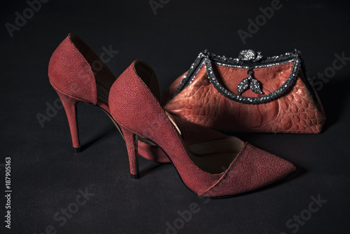 red shoes and purse