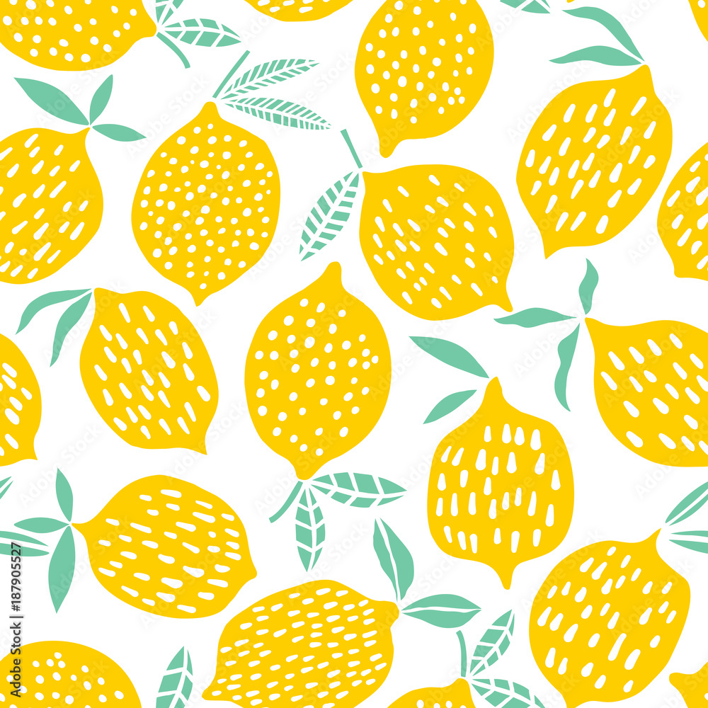 Photo Lemon seamless pattern vector illustration. Summer design