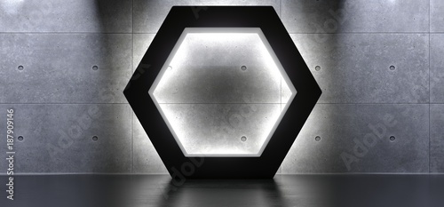 renderowania-3d-abstrakcyjne-ksztalty-szesciokat-wnetrze-z-miekkim-swiatlem-i-odbicia-tla